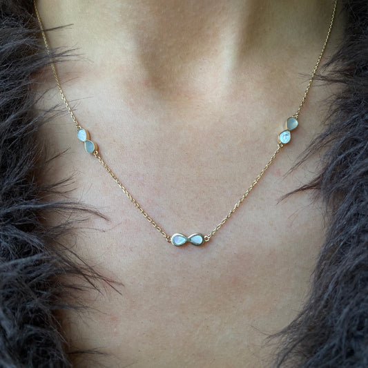Mark Milton 9ct gold mother of pearl infinity necklace pendant on a delicate chain