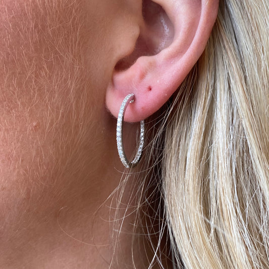 Mark Milton 9ct white gold inside outside diamond hoop earrings, 0.80ct total weight