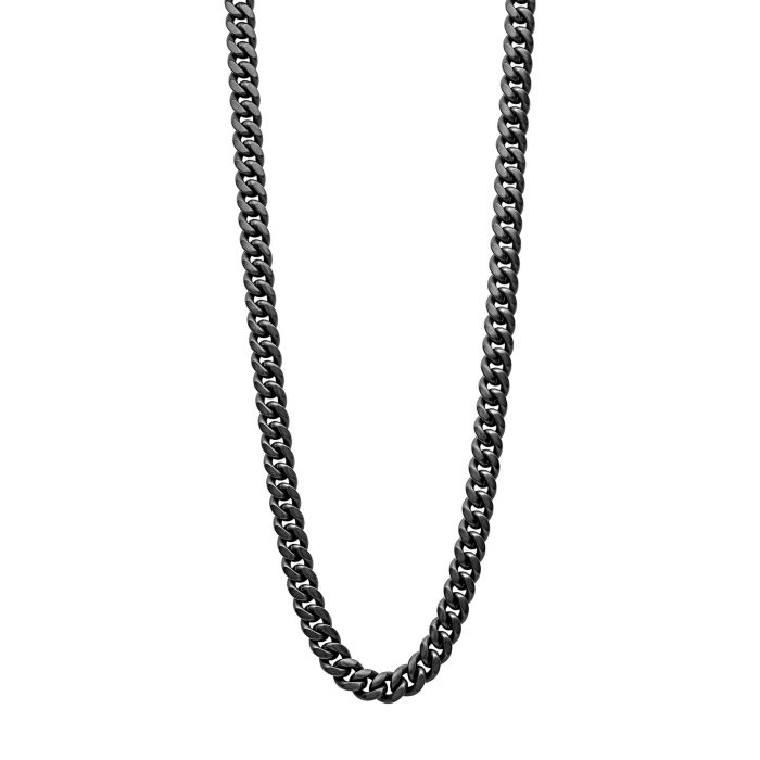 Fred Bennett Black Brushed Curb Chain Necklace - John Ross Jewellers
