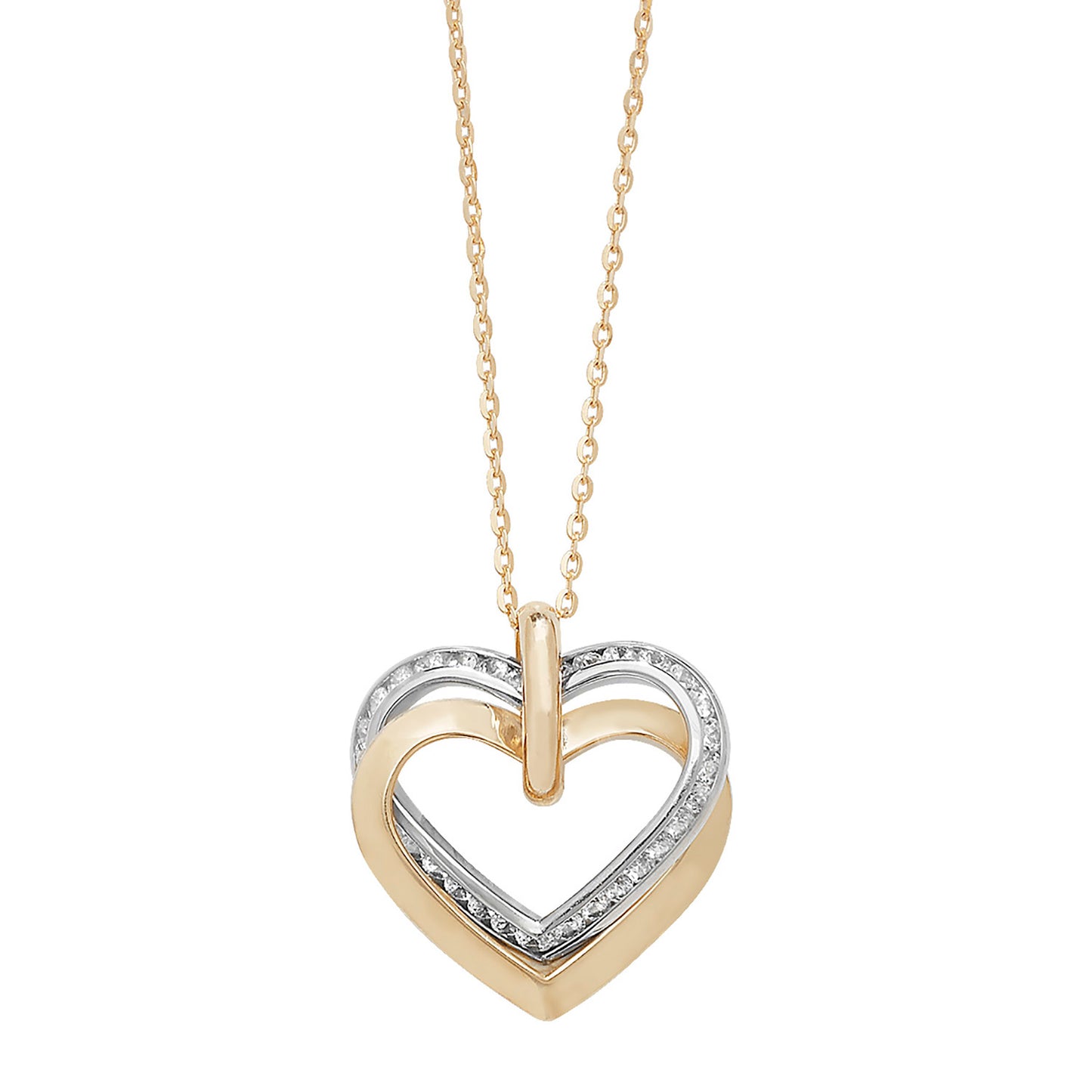 9ct Gold CZ Heart Unity Necklace - John Ross Jewellers