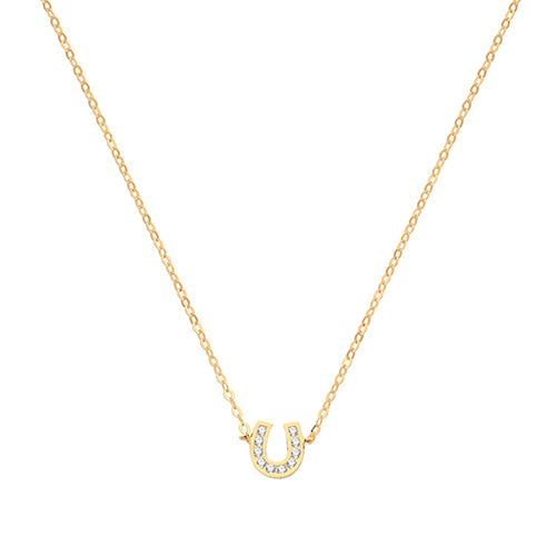 9ct Gold CZ Horseshoe Necklace - John Ross Jewellers