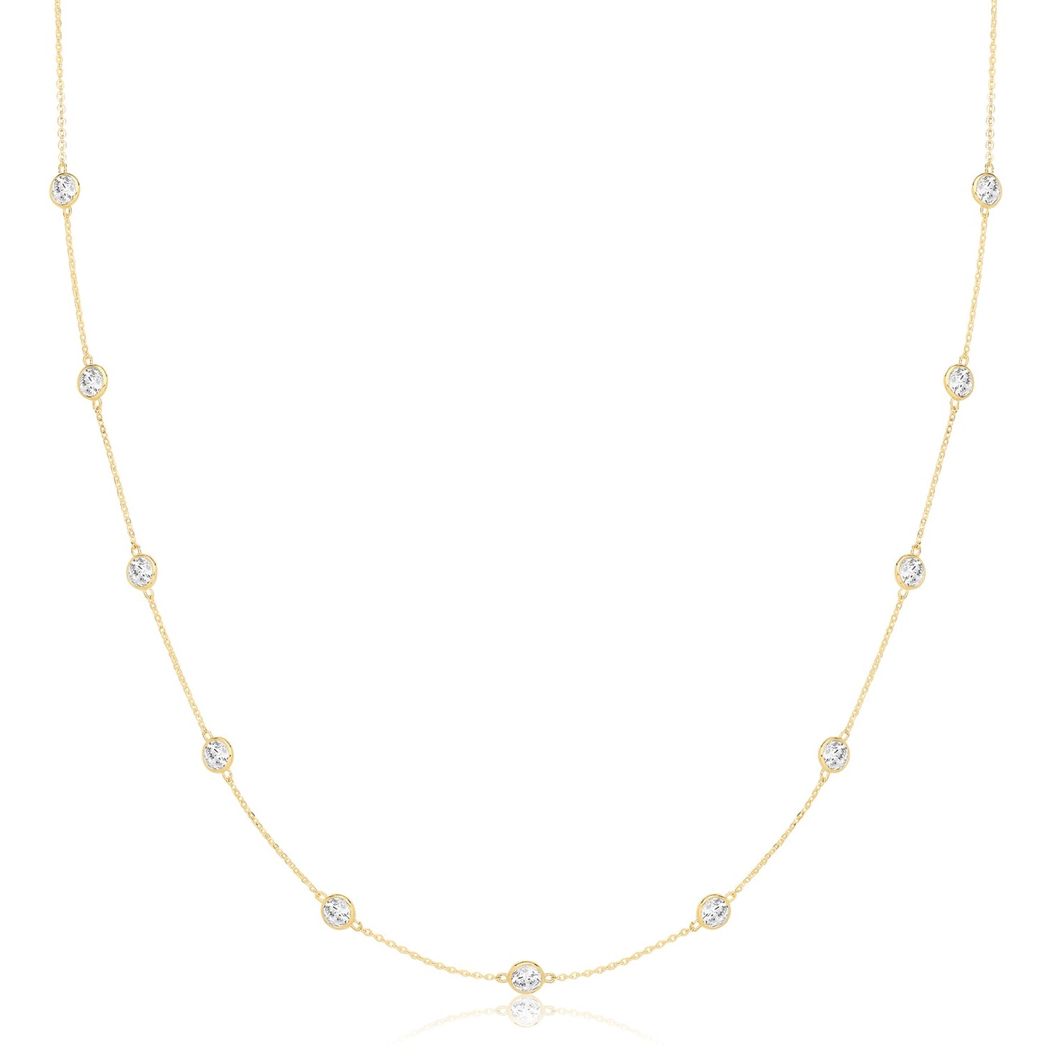 9ct Gold CZ Station Necklace - John Ross Jewellers