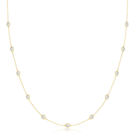 9ct Gold CZ Station Necklace - John Ross Jewellers