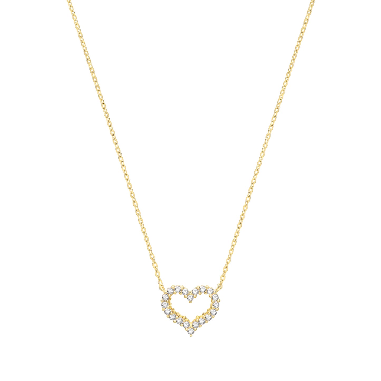 9ct Gold Sweet Open Heart CZ Necklace - John Ross Jewellers