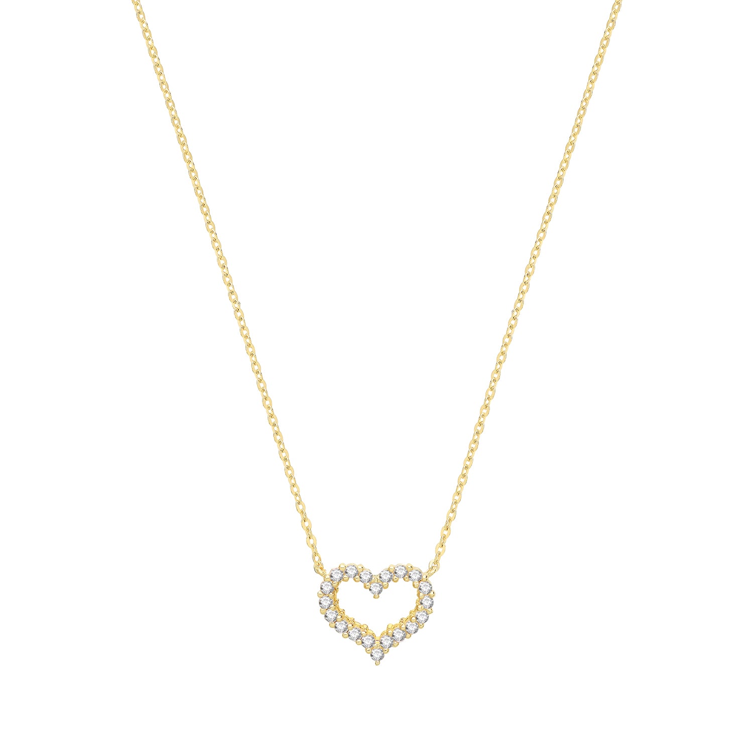 9ct Gold Sweet Open Heart CZ Necklace - John Ross Jewellers