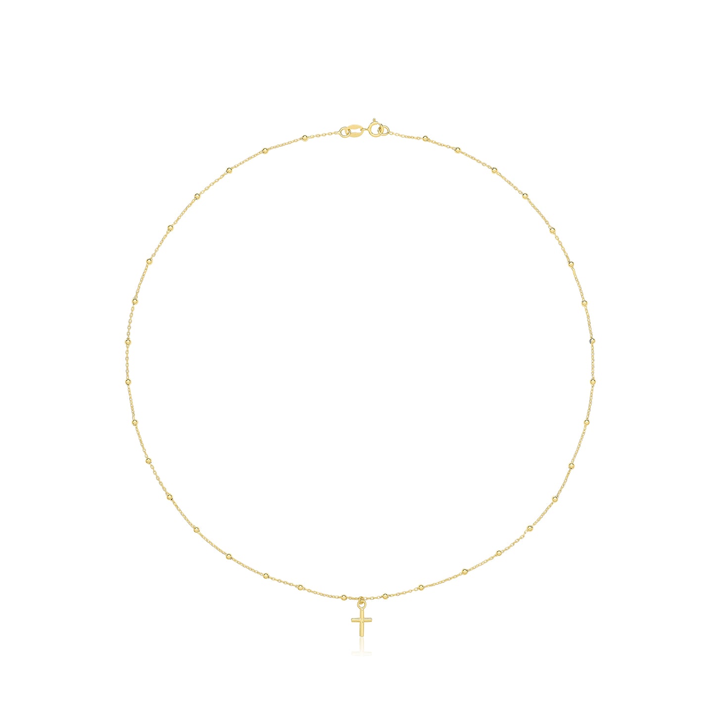 9ct Gold Beaded Cross Necklace