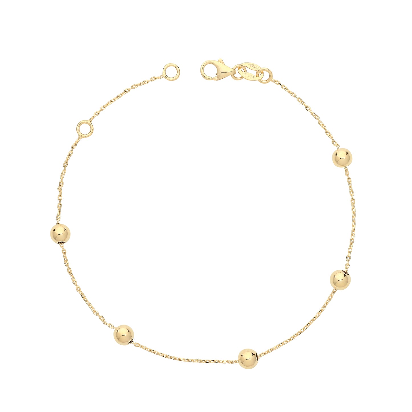 9ct Gold Bead & Chain Bracelet