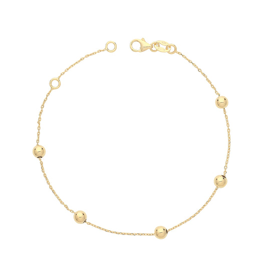 9ct Gold Bead & Chain Bracelet