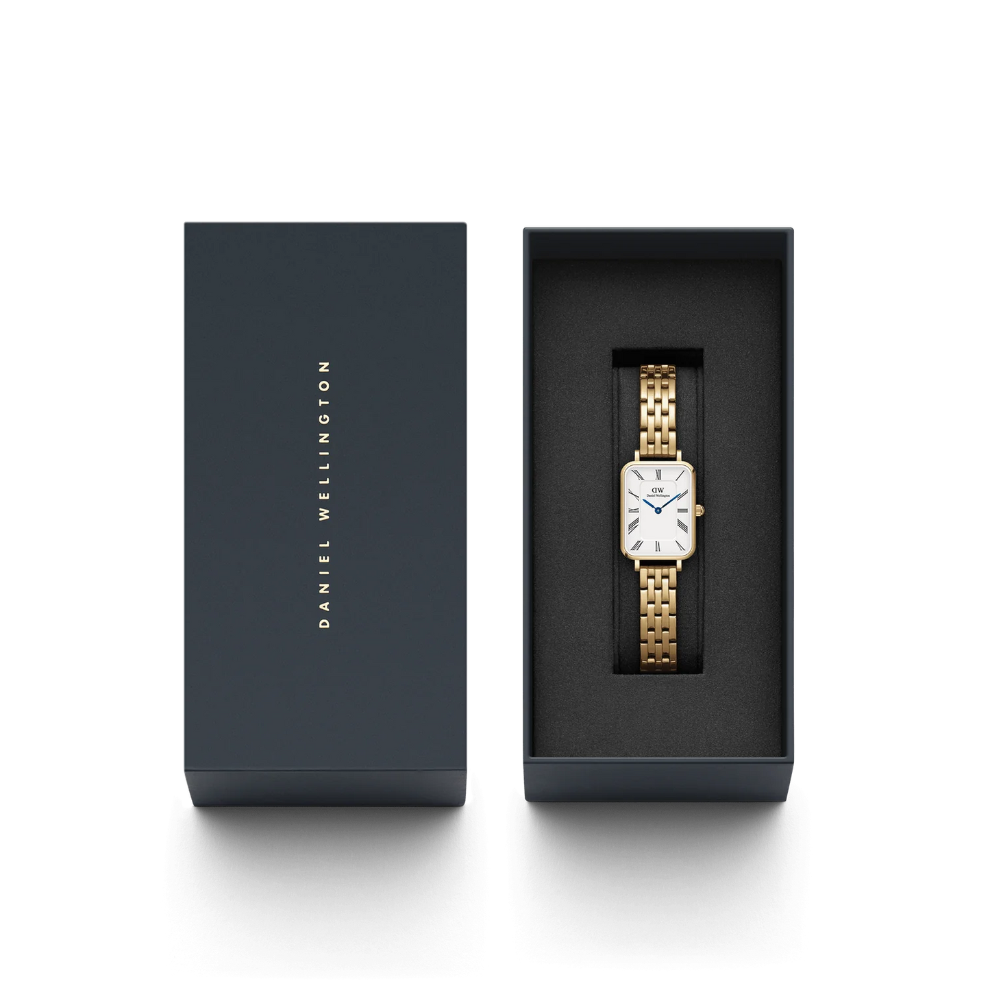 Daniel Wellington Quadro Roman Numerals 5-Link Evergold | 20mm x 26mm - John Ross Jewellers