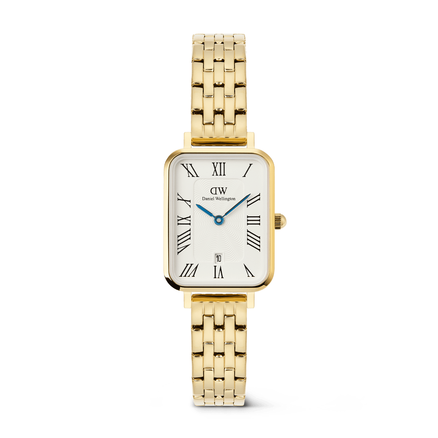 Daniel Wellington Quadro Roman Numerals Date 5-link Gold | 20x26mm - John Ross Jewellers