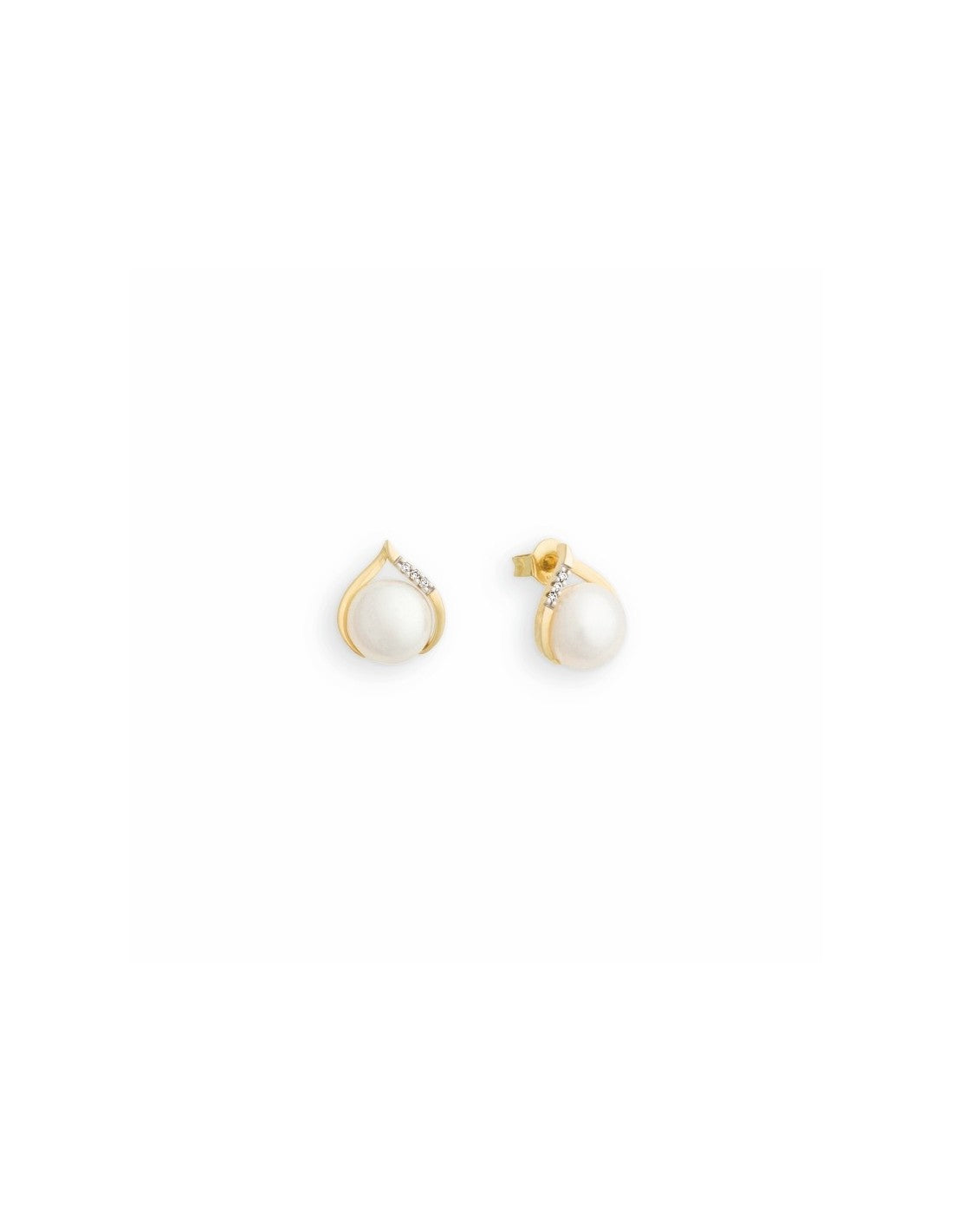 14ct Gold Freshwater Pearl & Diamond Earrings - John Ross Jewellers