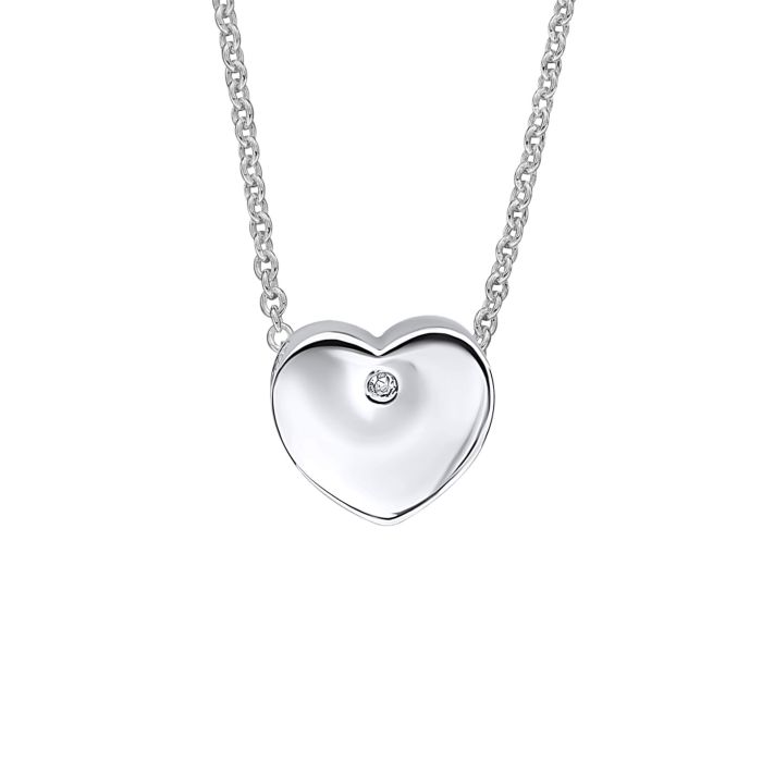 Silver Heart Slider Necklace - D for Diamond - John Ross Jewellers