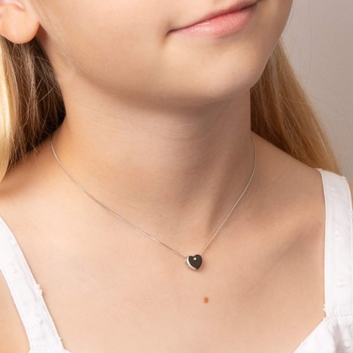 Silver Heart Slider Necklace - D for Diamond - John Ross Jewellers