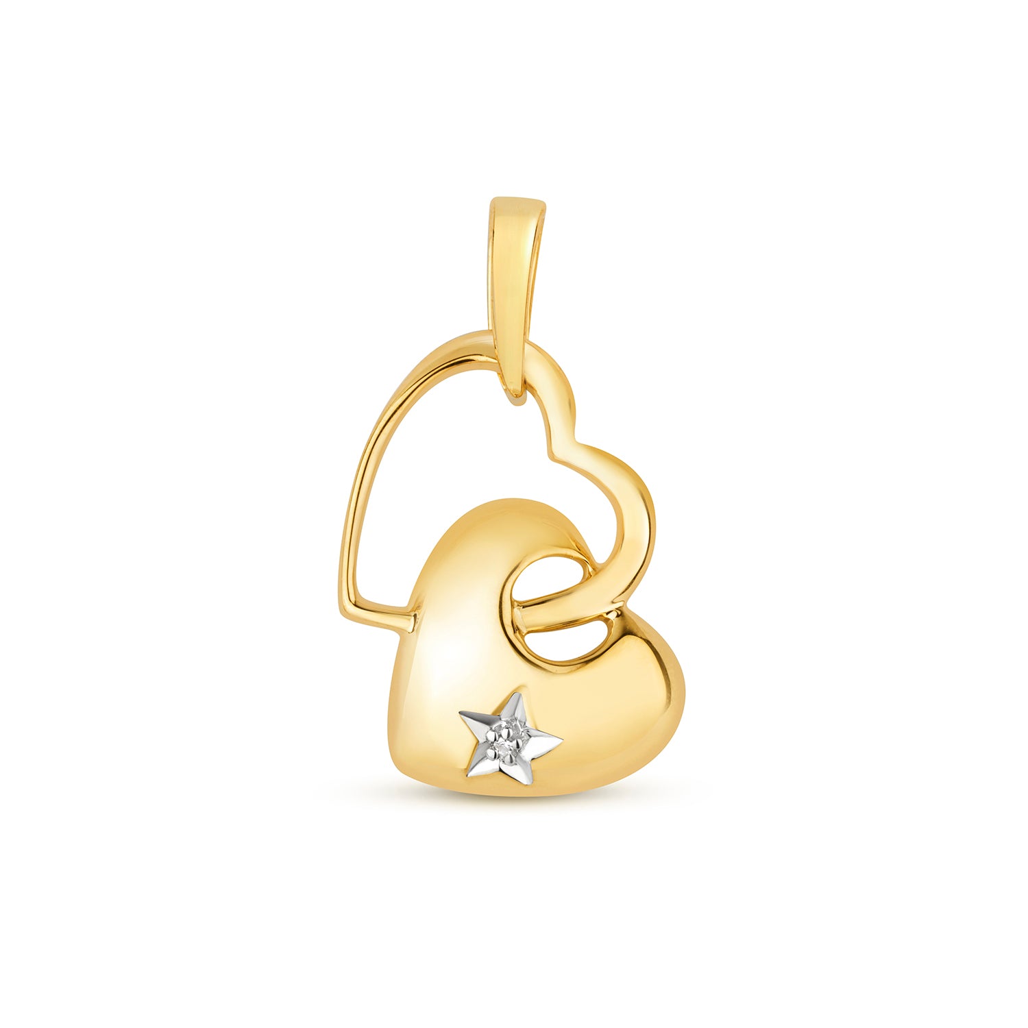 9ct Gold Two Hearts Diamond Set Pendant & Chain - John Ross Jewellers