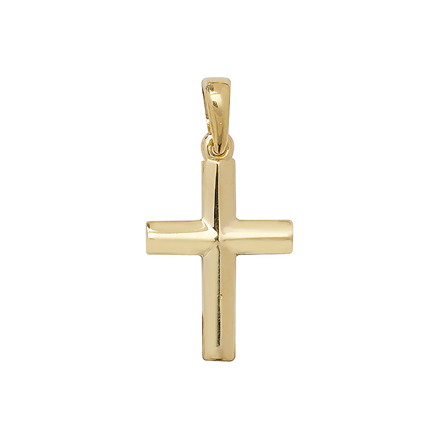 9ct Gold Chamfered Cross Pendant | Small - John Ross Jewellers