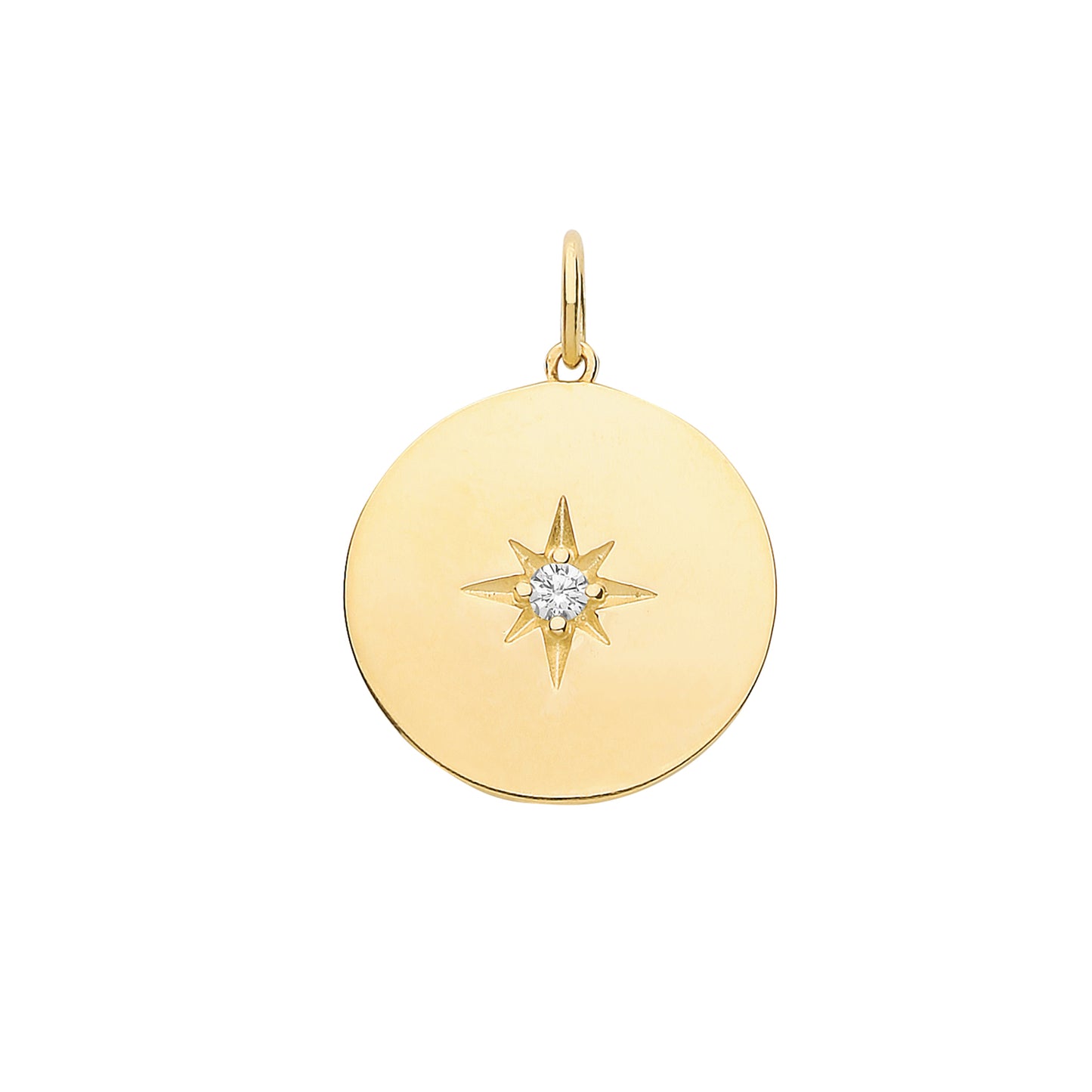 9ct Gold Star Set CZ Disc Necklace - John Ross Jewellers