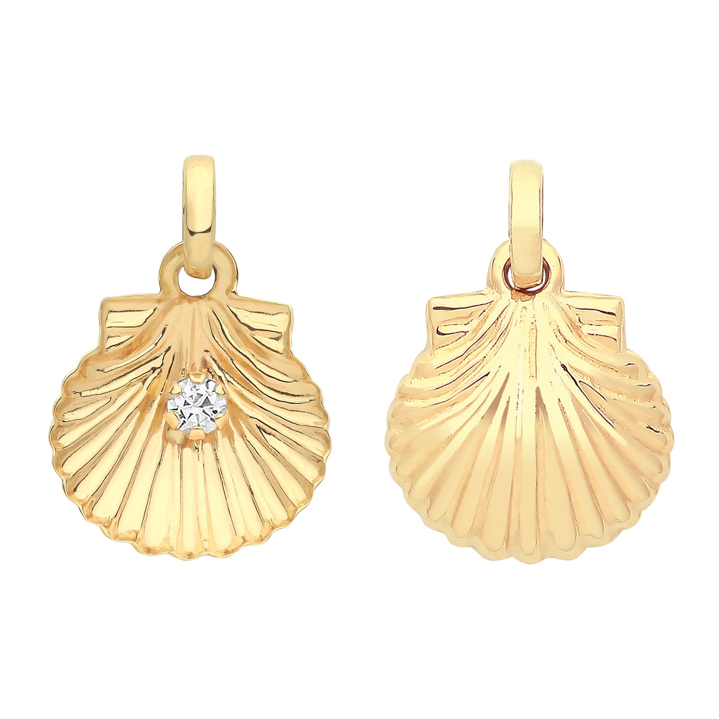 9ct Gold CZ Shell Charm - John Ross Jewellers