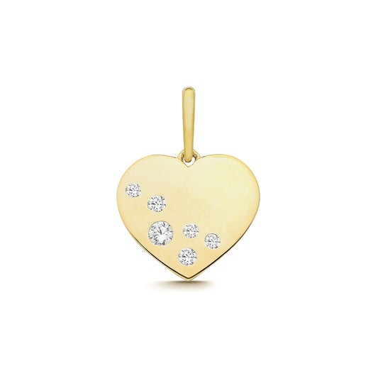 9ct Gold CZ Heart Disc Necklace