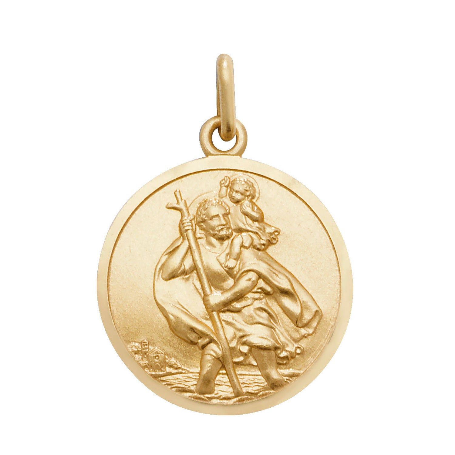 9ct Gold St Christopher Medal Necklace - 21mm - John Ross Jewellers