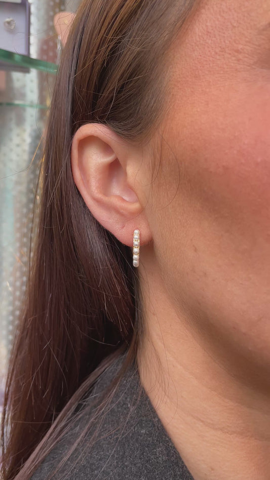 Sunshine Pearl Huggie Hoop Earrings