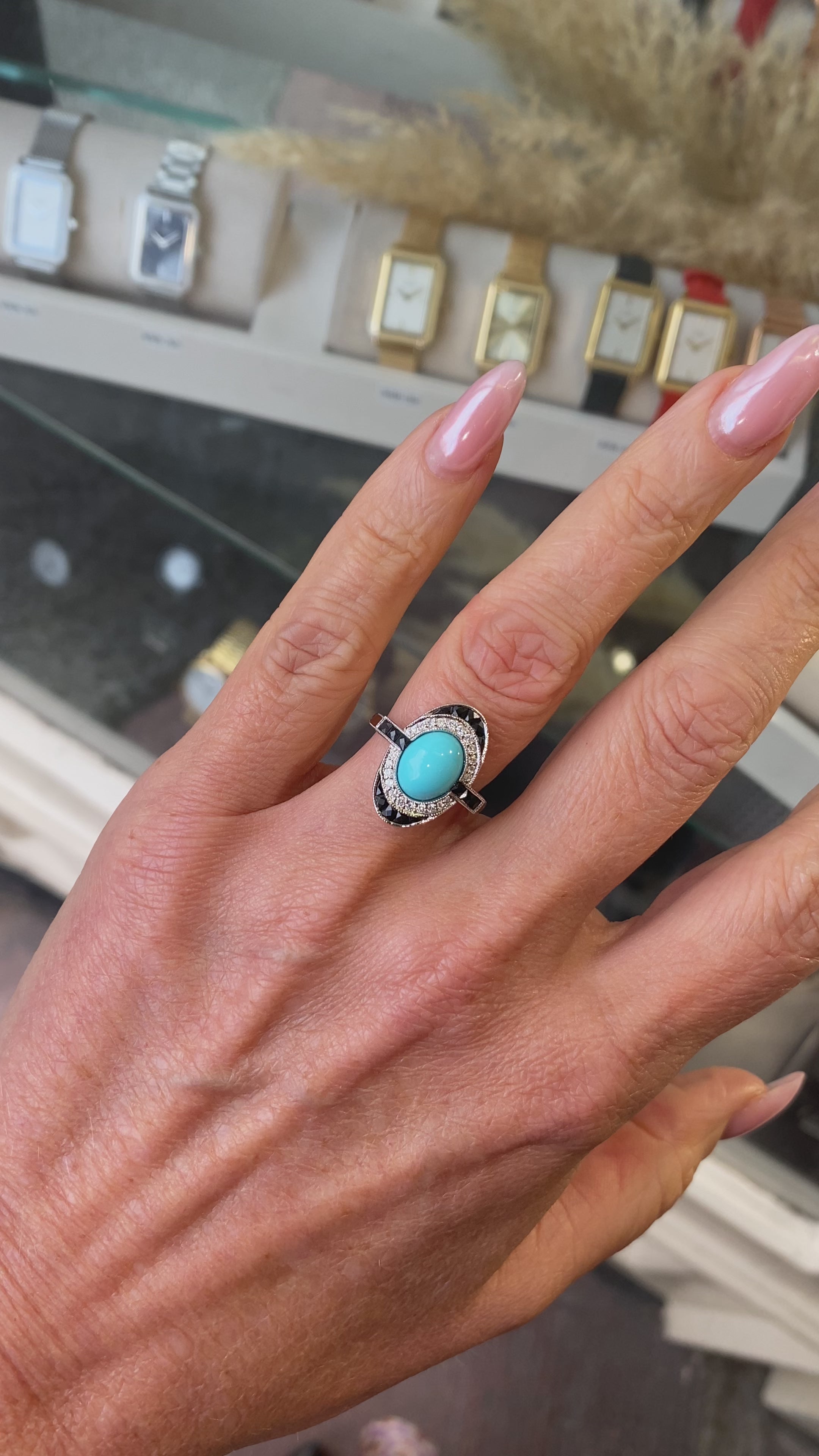 Turquoise deals diamond ring