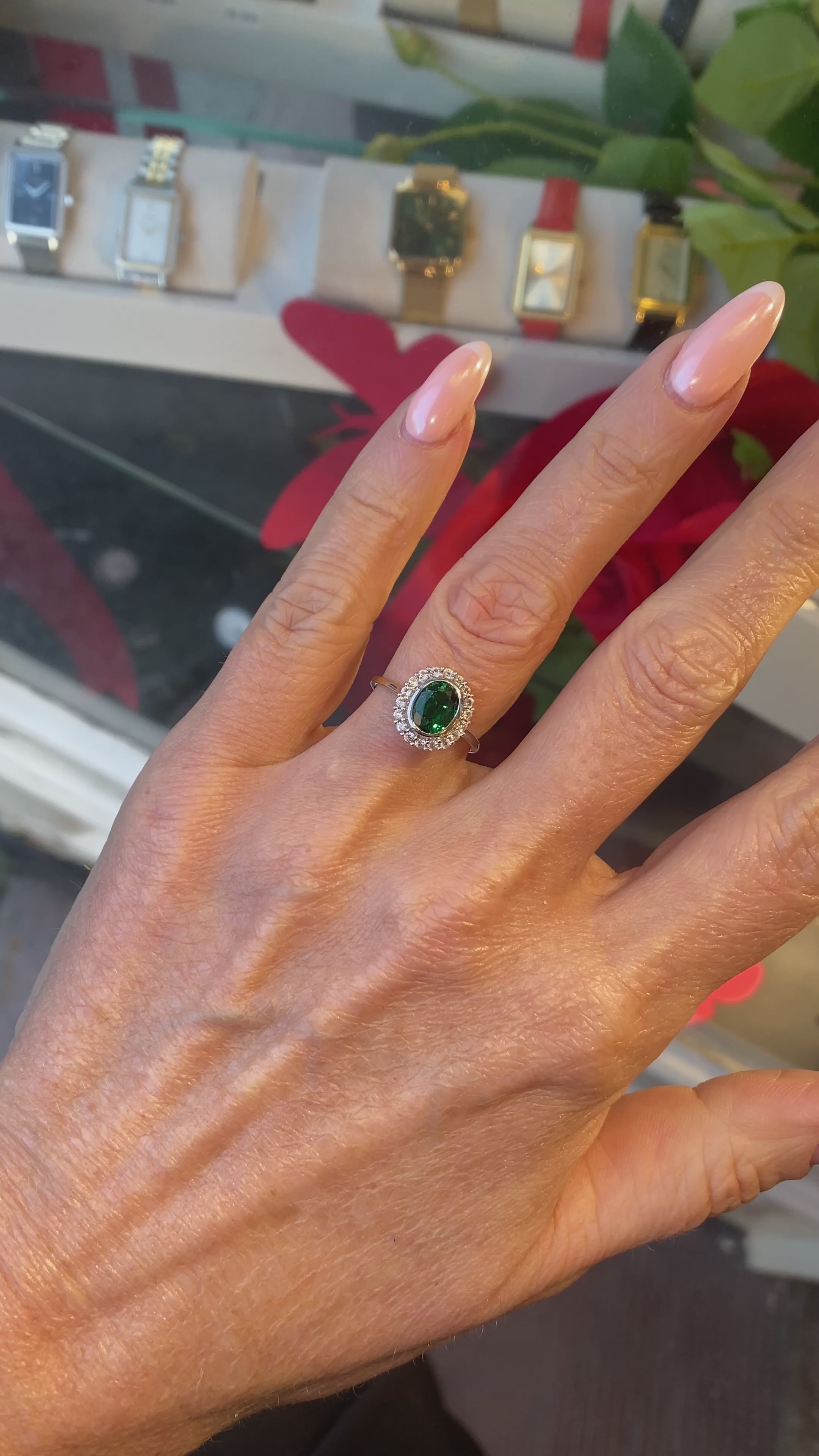 9ct gold deals emerald and cz ring