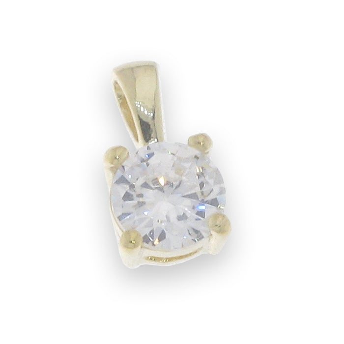Sunshine 6mm CZ solitaire pendant necklace by Comero with an 18-inch chain, featuring a sparkling cubic zirconia gemstone.