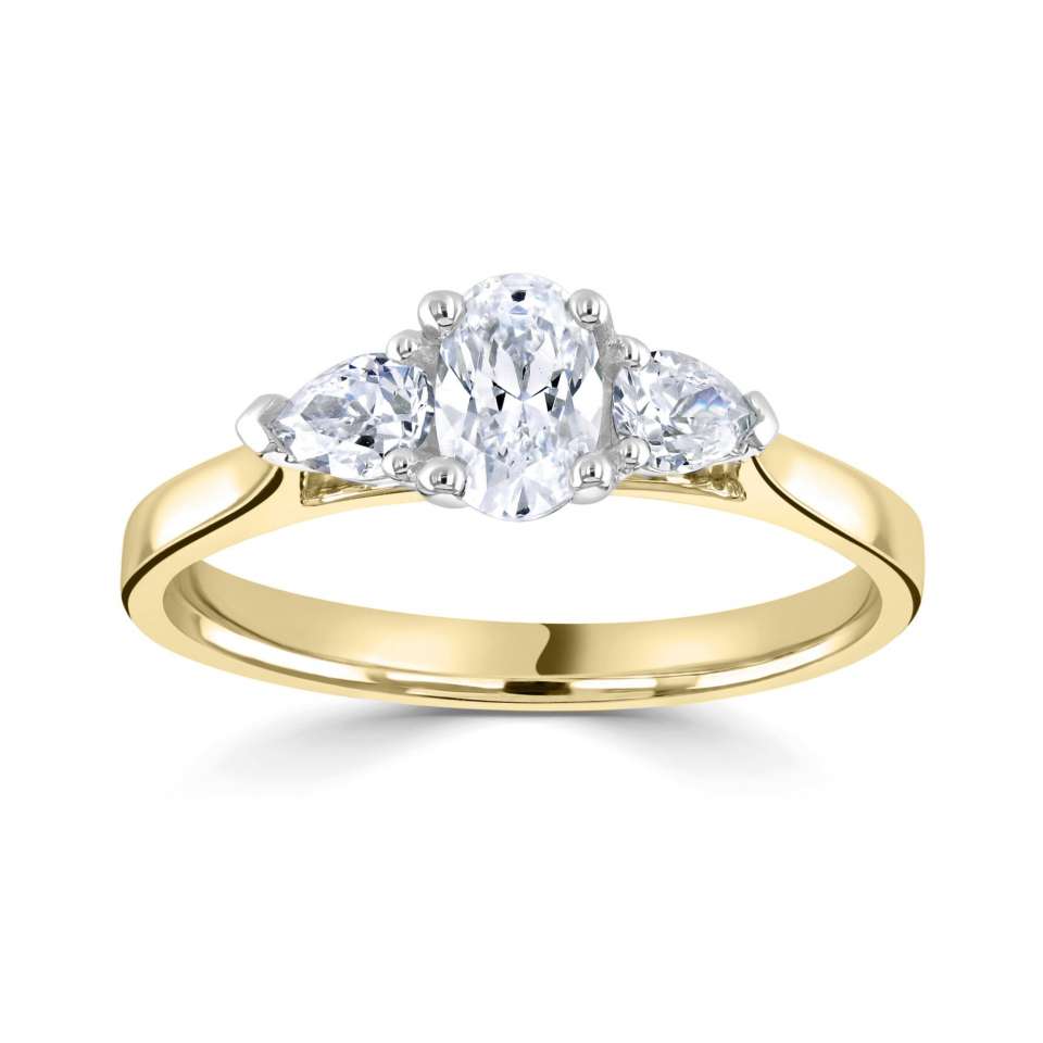 18ct Gold Oval & Pear Engagement Ring | Certificated - John Ross Jewellers
