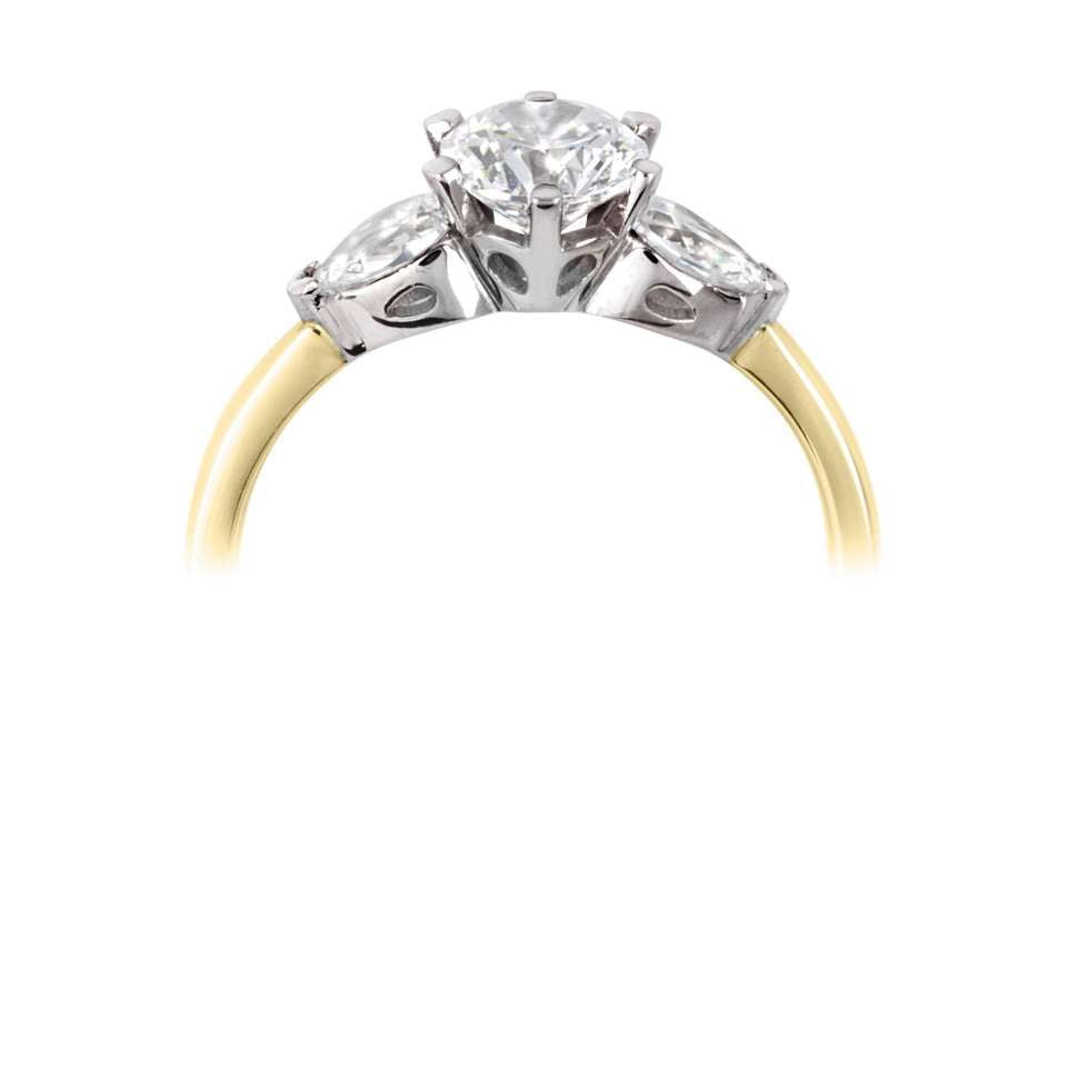 18ct Gold Round & Pear Engagement Ring | Certificated - John Ross Jewellers