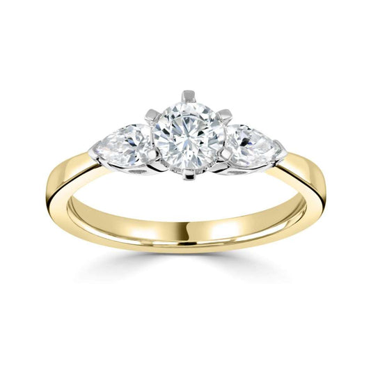 18ct Gold Round & Pear Engagement Ring | Certificated - John Ross Jewellers