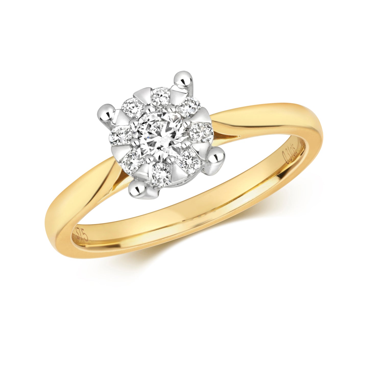 9ct Gold Solitaire Cluster Diamond Engagement Ring | 0.30ct - John Ross Jewellers
