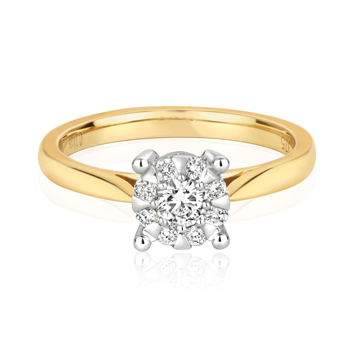 9ct Gold Solitaire Cluster Diamond Engagement Ring | 0.30ct - John Ross Jewellers