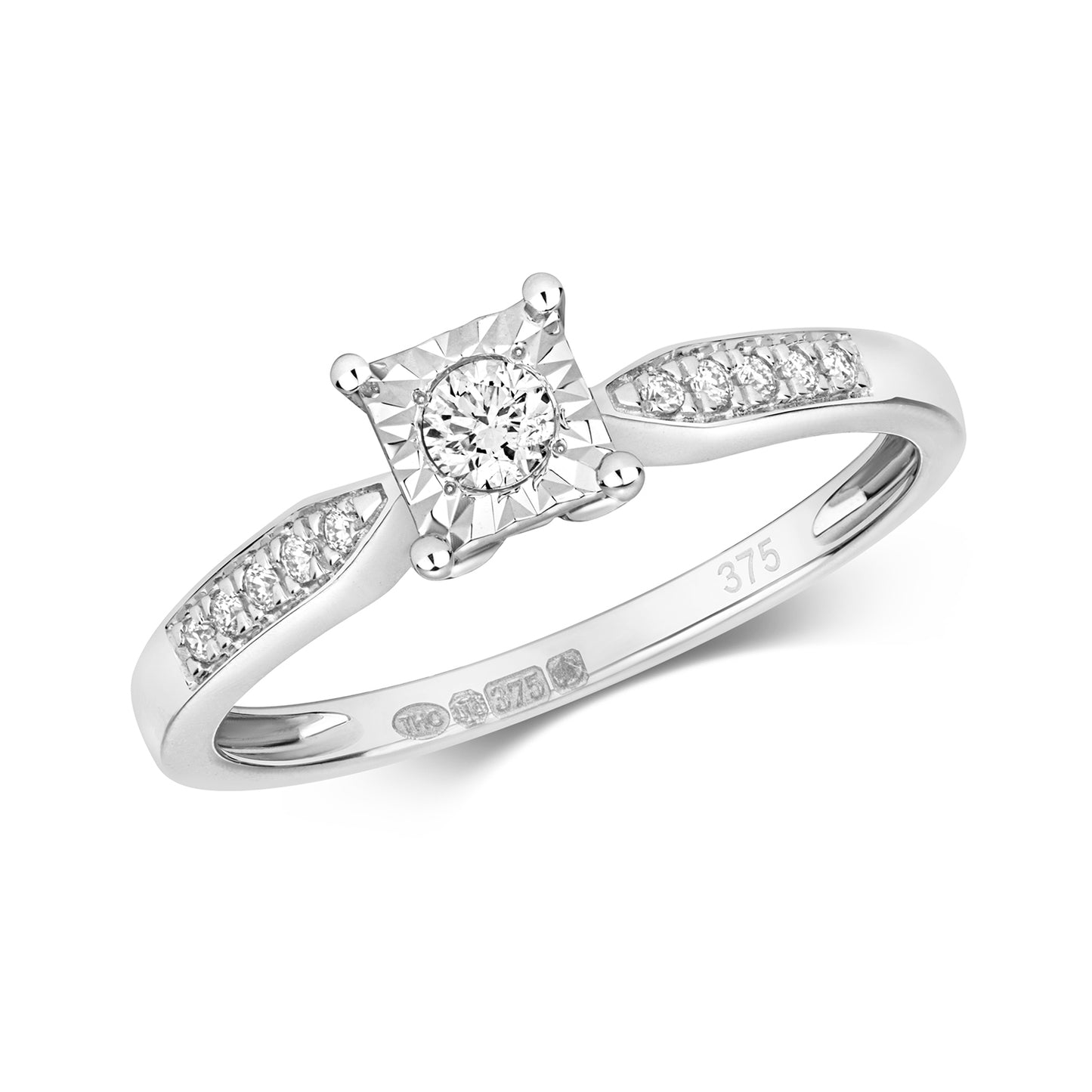 9ct White Gold Diamond Engagement Ring | 0.10ct