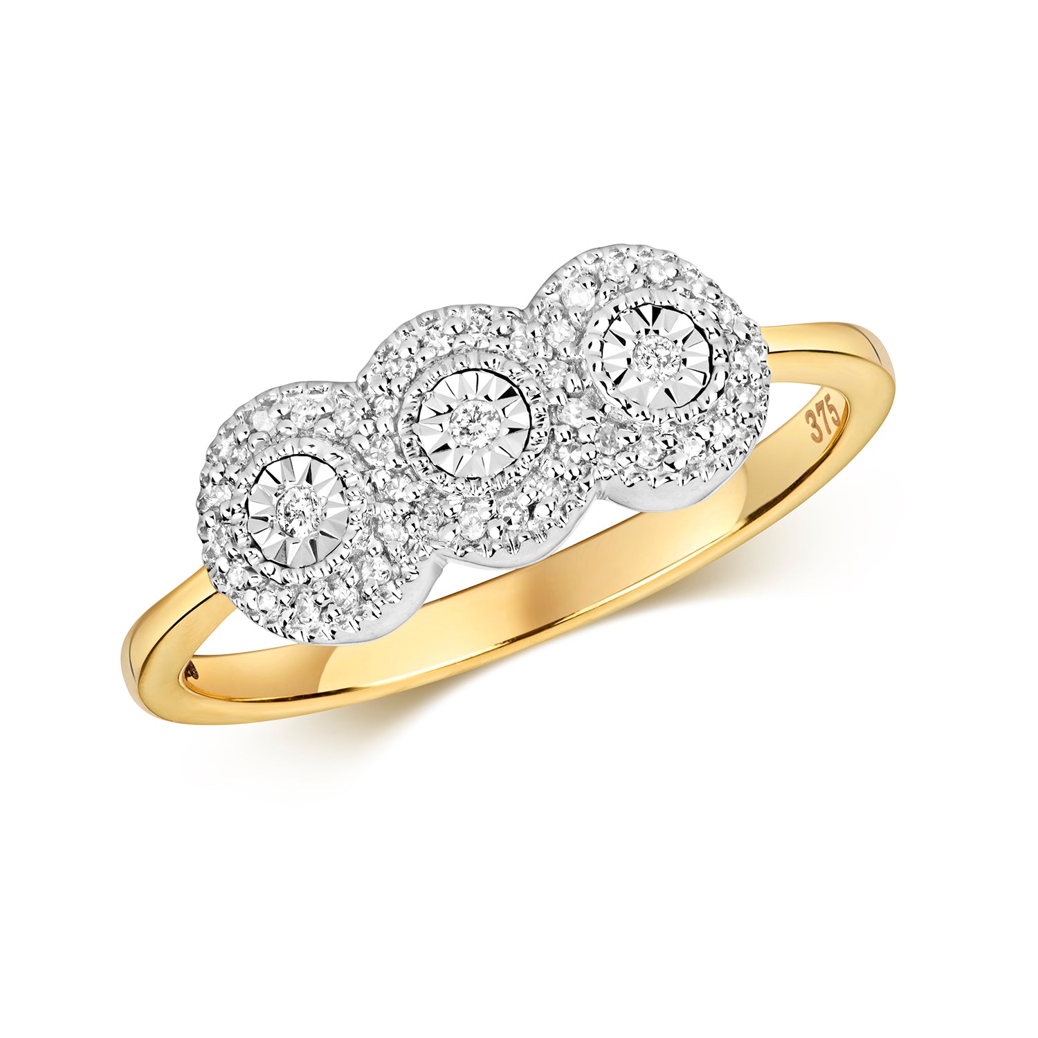 9ct Gold Trilogy Garland Diamond Engagement Ring | 0.06ct - John Ross Jewellers