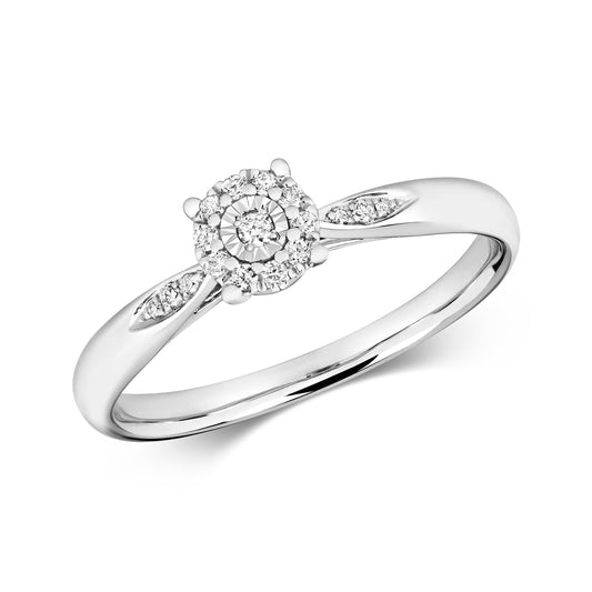 9ct White Gold Diamond Engagement Ring | 0.09ct