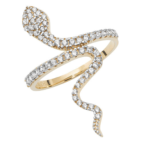 9ct Gold CZ Snake Ring - John Ross Jewellers