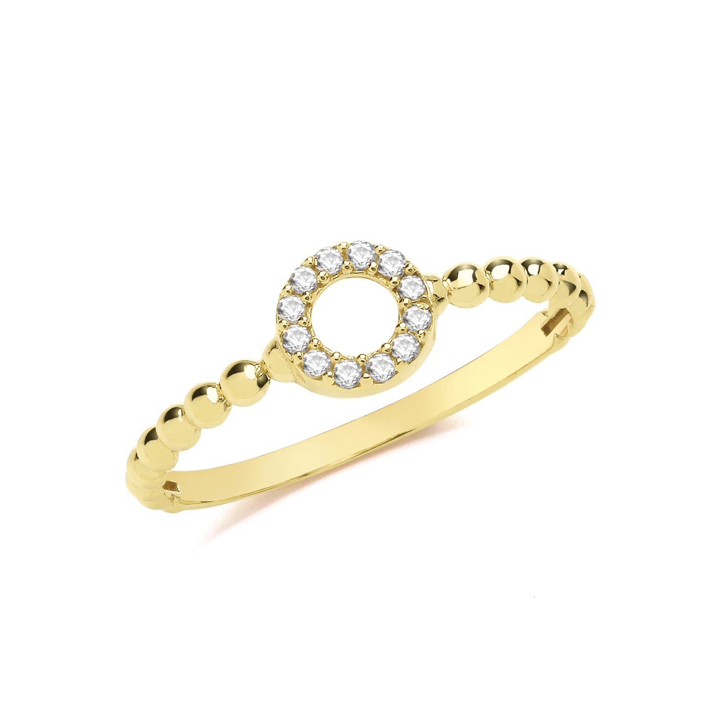 9ct Gold Bobble Ring with CZ Circle - John Ross Jewellers