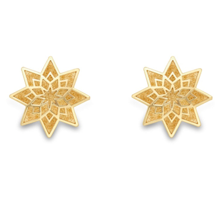 9ct Gold 3D Cut Out Floral Stud Earrings