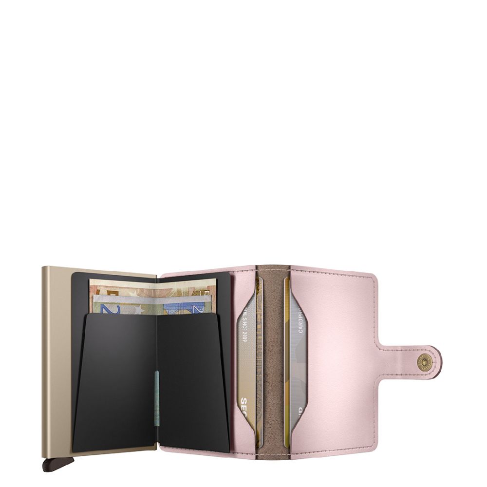 Secrid Miniwallet Original Ballet in soft pink leather showing compact wallet with card slots and sleek design.