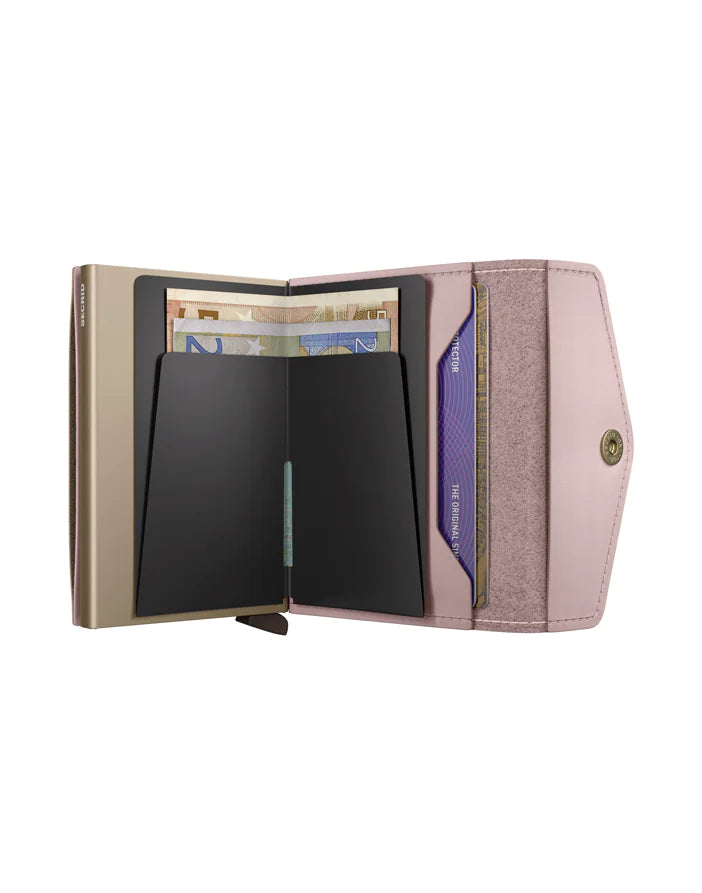 Open Secrid Envelope Wallet Ballet showing card slots and sleek leather design in natural light.
