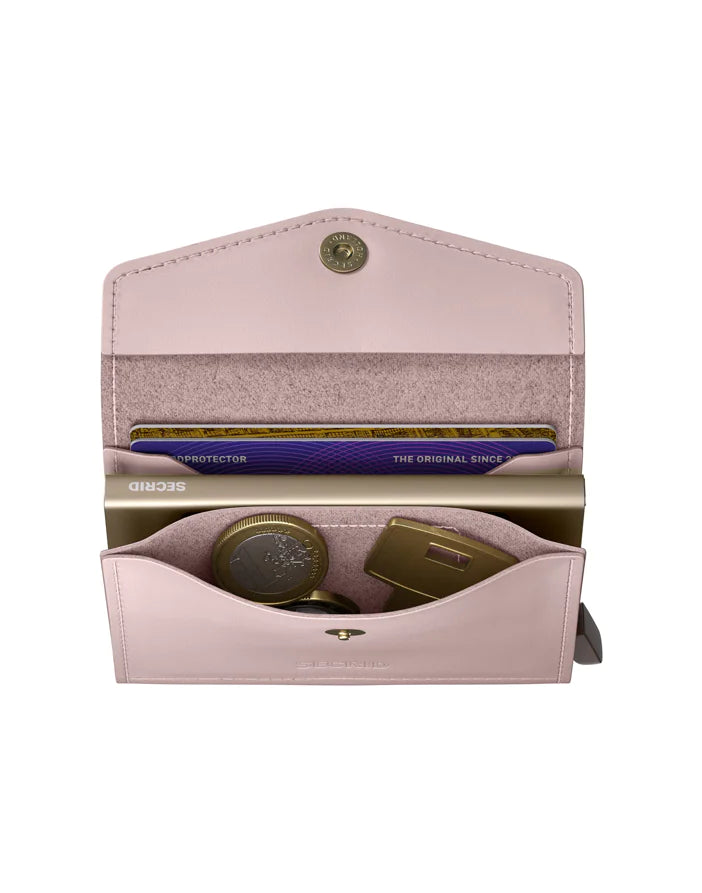 Secrid Envelope Wallet Ballet open showing card slots and compact design, made of leather with a sleek, minimalist style.