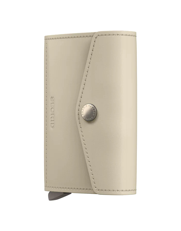 Secrid Envelope Wallet Latte, compact leather wallet with card slots and sleek design, front view showing its stylish exterior.