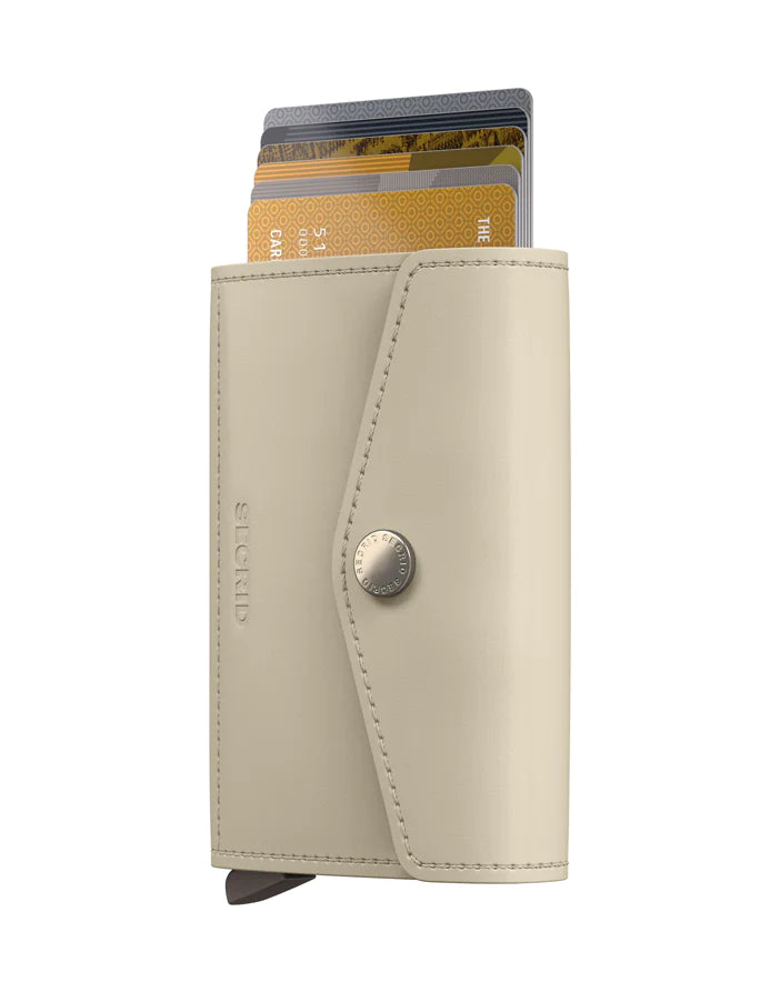 Secrid Envelope Wallet Latte in beige leather with card slots and secure cash compartment.