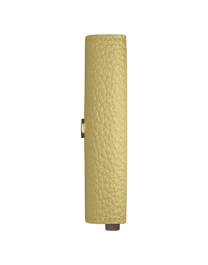 Secrid Envelope Wallet in Pebble Butter Yellow, side view showing compact leather design and card slots.