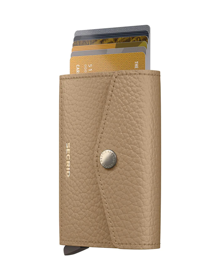 Secrid Envelope Wallet Pebble Cappuccino in leather with card slots and compact design for secure everyday carry.
