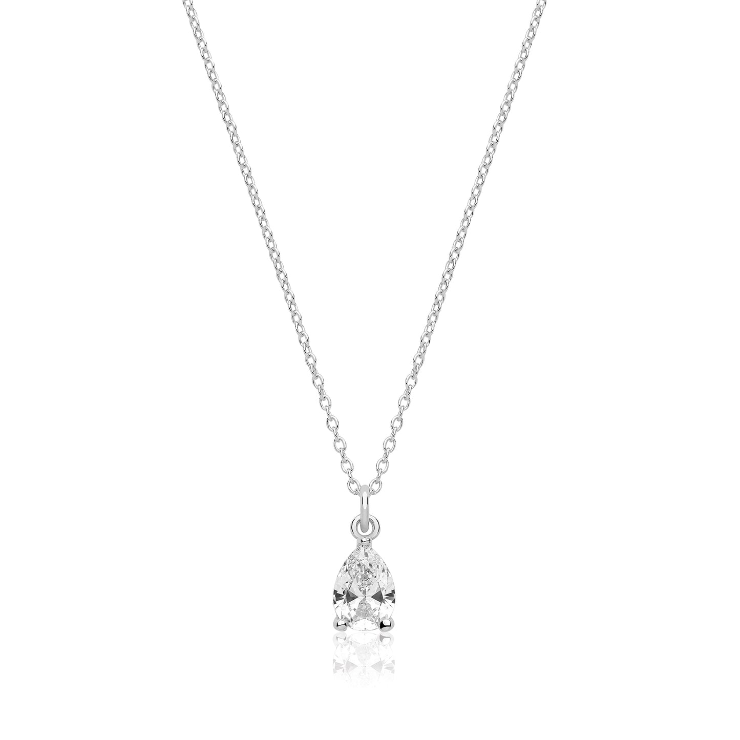 Silver Pear CZ Necklace