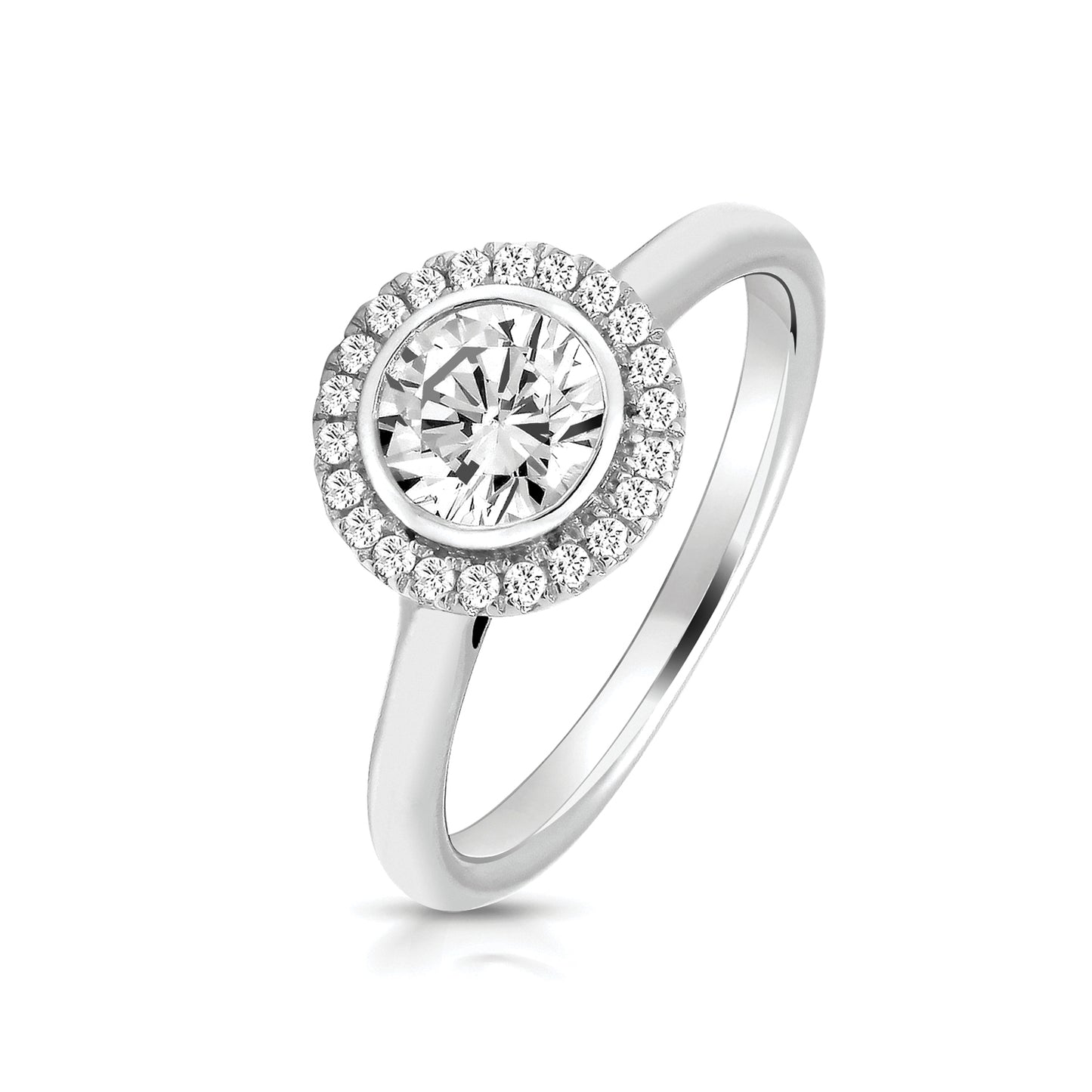 Silver CZ Halo Ring - John Ross Jewellers