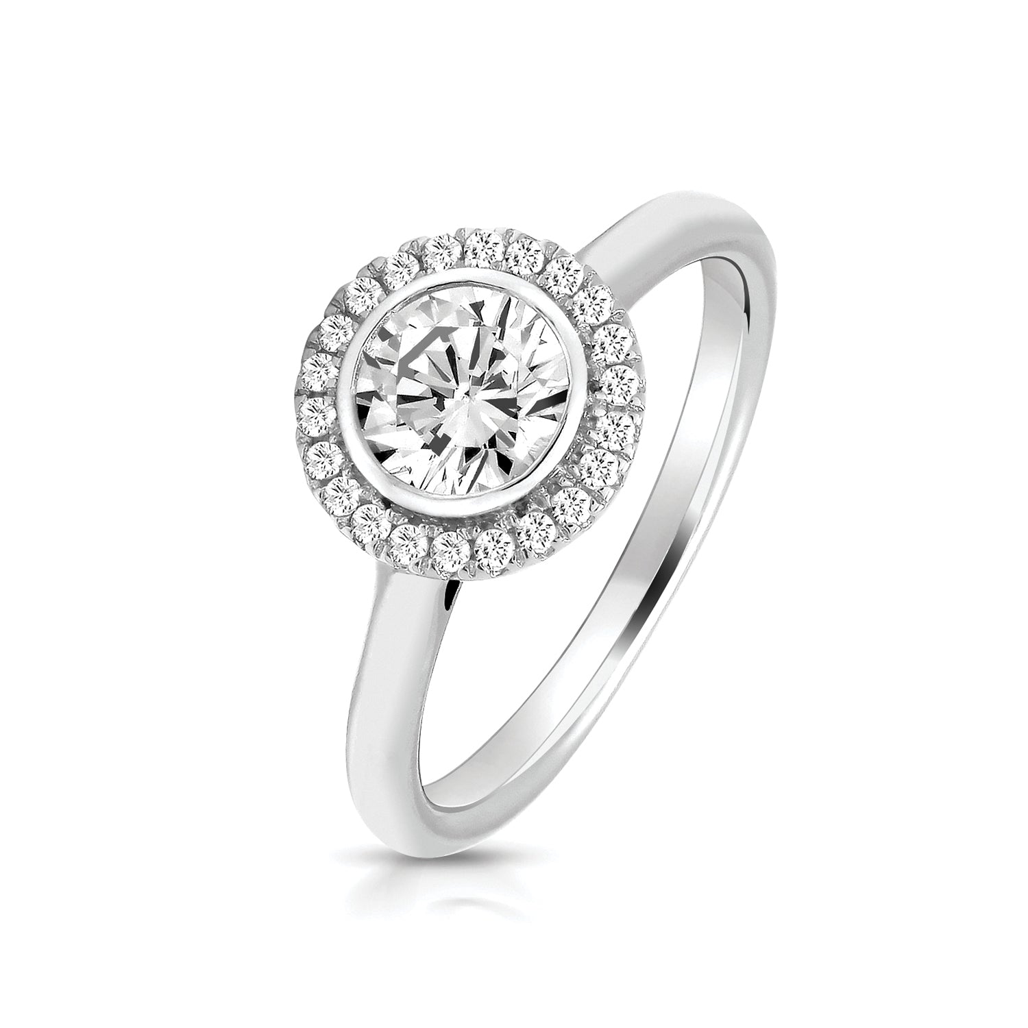 Silver CZ Halo Ring - John Ross Jewellers