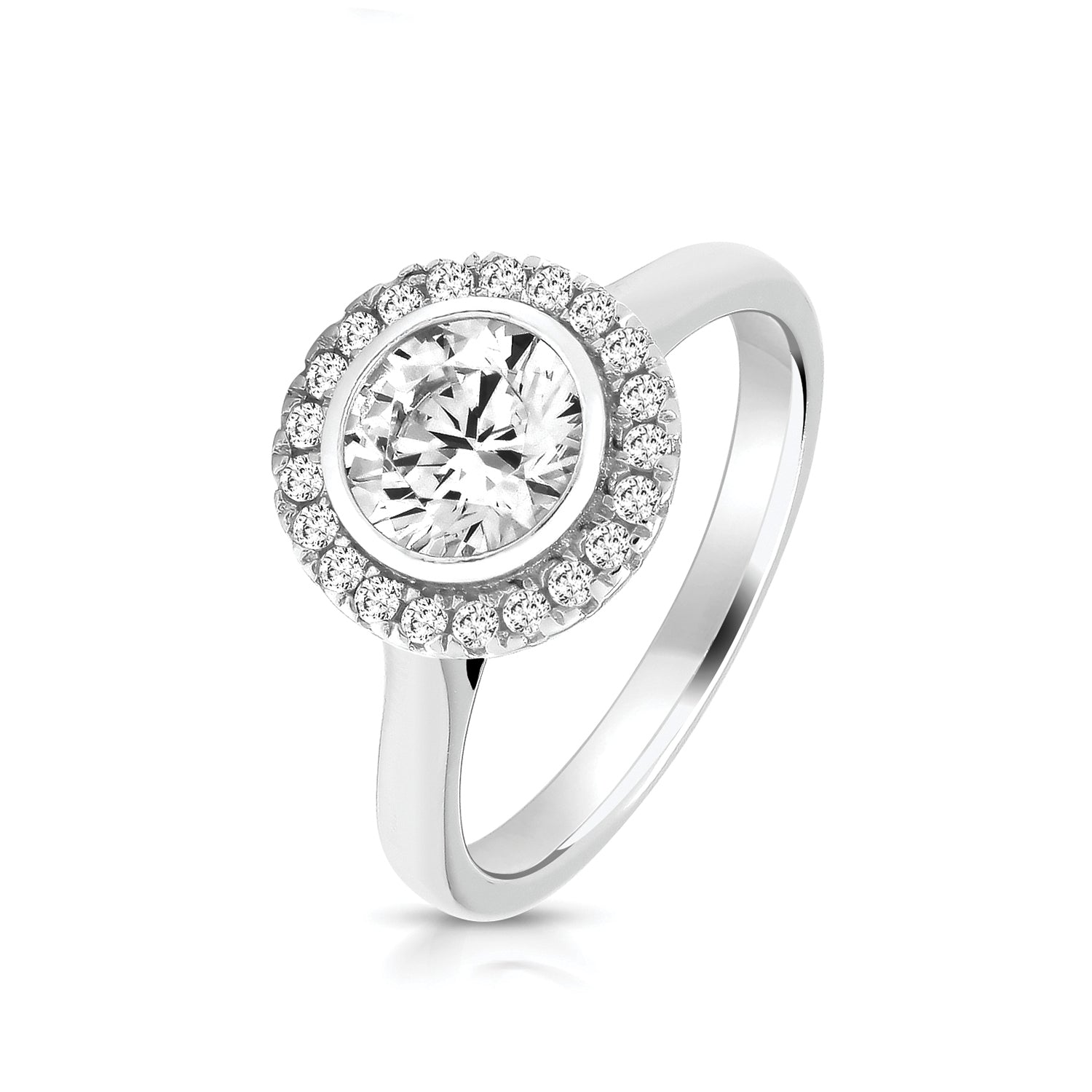 Silver CZ Halo Ring - John Ross Jewellers