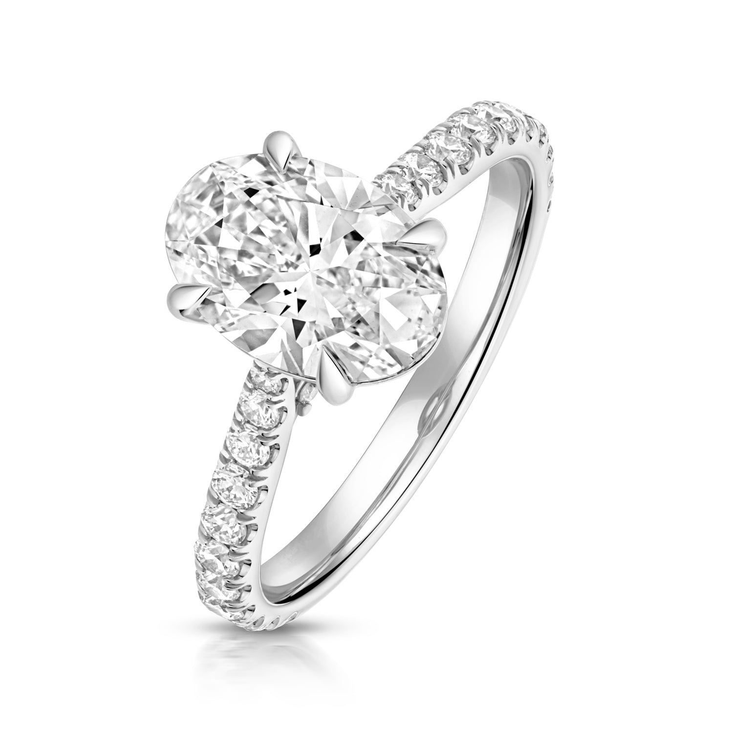 Platinum Oval Solitaire Engagement Ring | Certificated Lab 2.00ct - John Ross Jewellers
